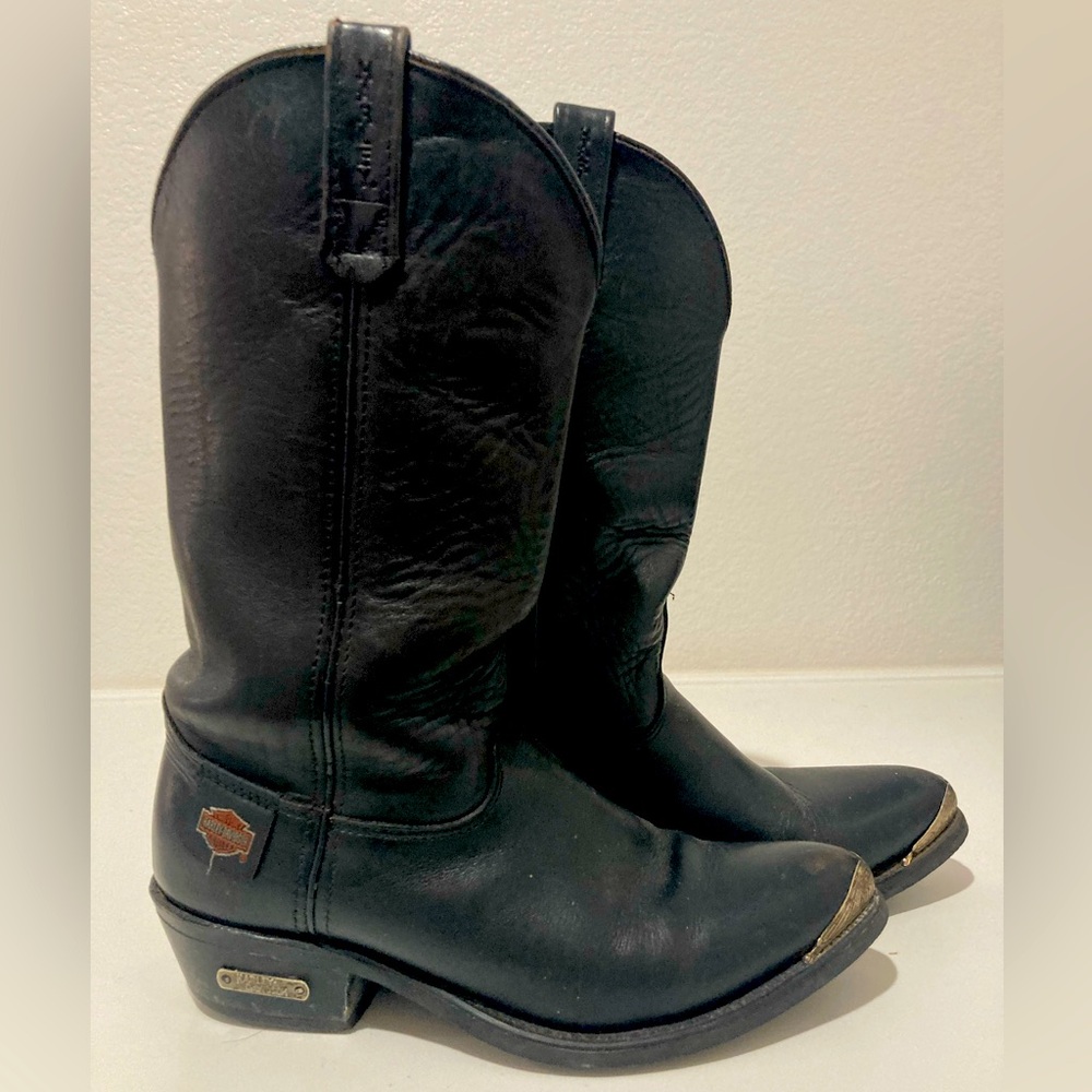 Men’s black Harley Davidson cowboy boots 8 1/2 M. Made in the USA
